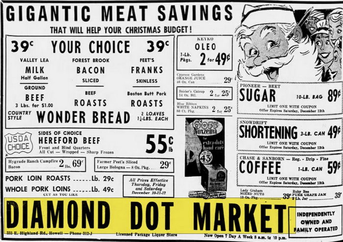 Diamond Dot Market - Dec 9 1959 Ad (newer photo)